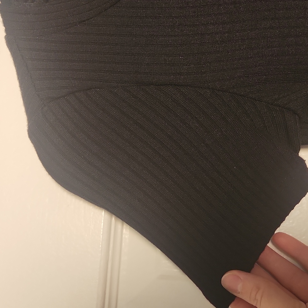 Reformation Black Ribbed Crop Cardigan Size XS - Picture 6 of 9